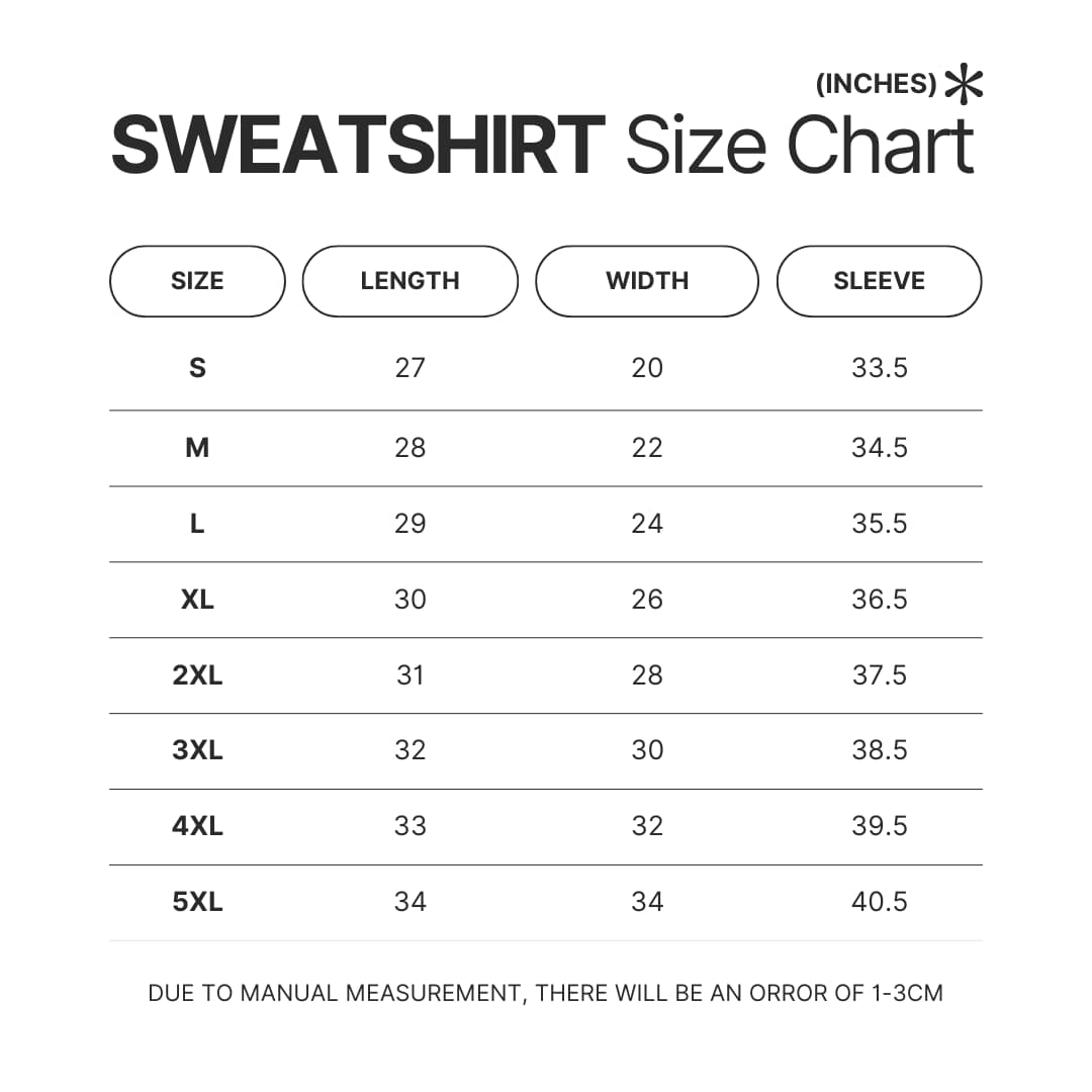 Sweatshirt Size Chart - Jake Paul Shop
