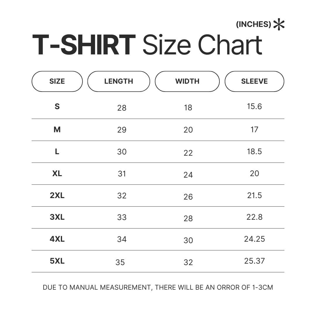 T shirt Size Chart - Jake Paul Shop