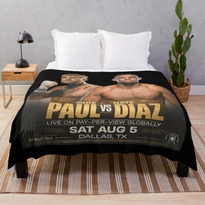 Jake Paul Vs Nate Diaz Boxing Fight Poster Throw Blanket