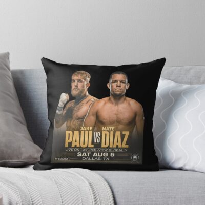 Jake Paul Vs Nate Diaz Boxing Fight Poster Throw Pillow